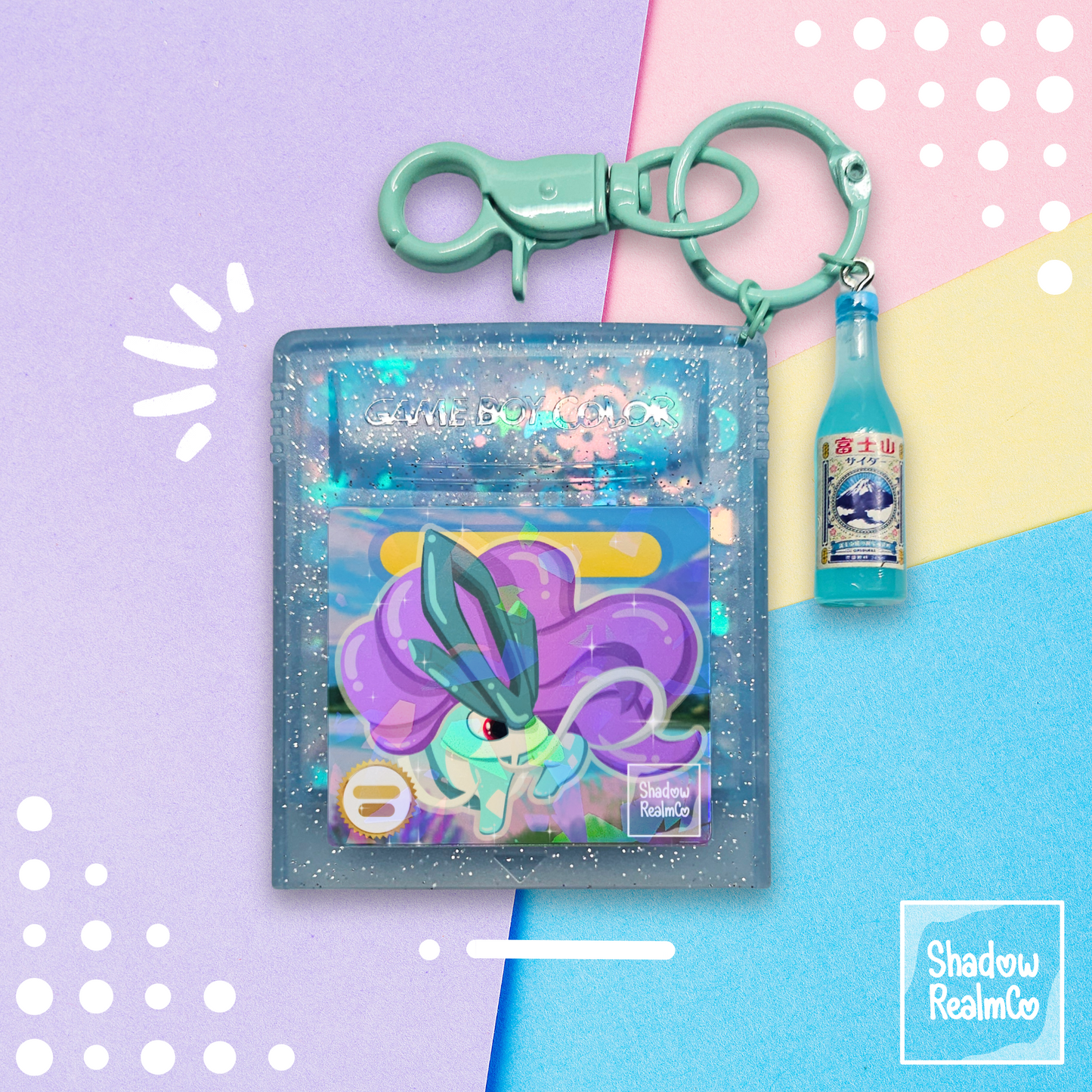 Suicune Crystal GBC Shaker Holographic Keychain