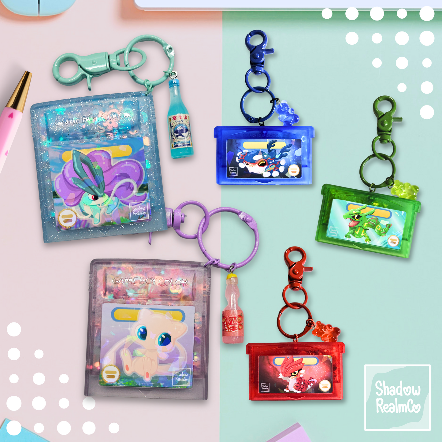 Suicune Crystal GBC Shaker Holographic Keychain