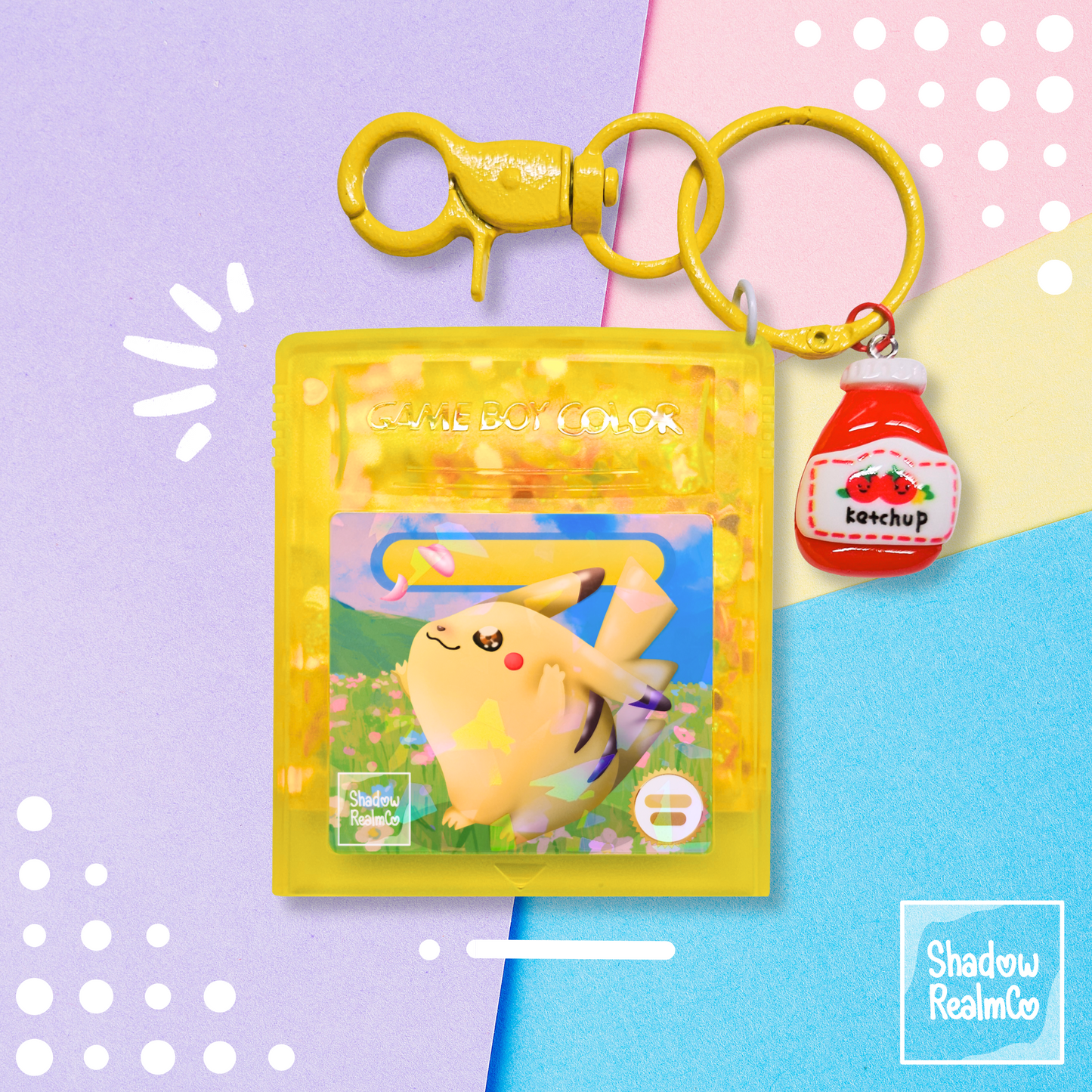 Pikachu Yellow GBC Shaker Holographic Keychain