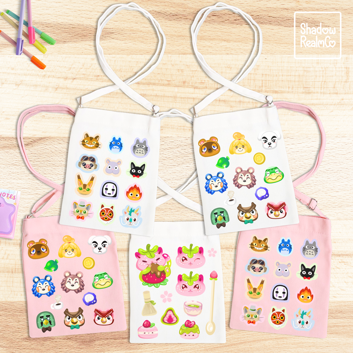 Ghibli Canvas Satchel with Snap Button - PINK