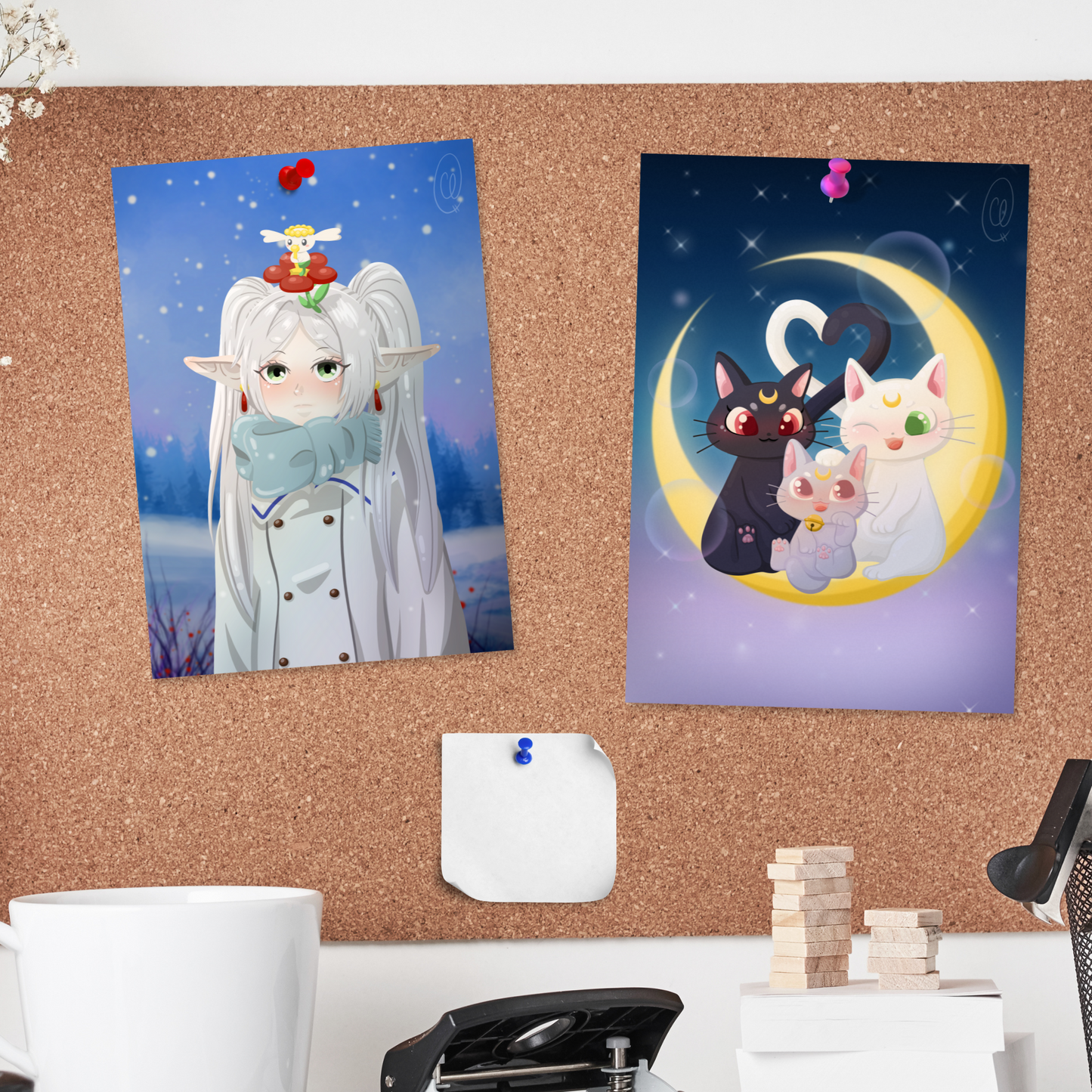 Frieren and Flabebe Art Print A5