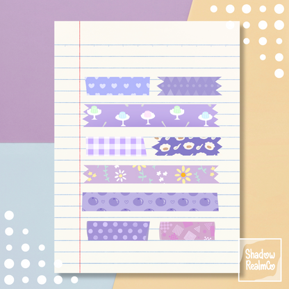 Purple Washi Tapes | A6 Matte Sticker Sheet