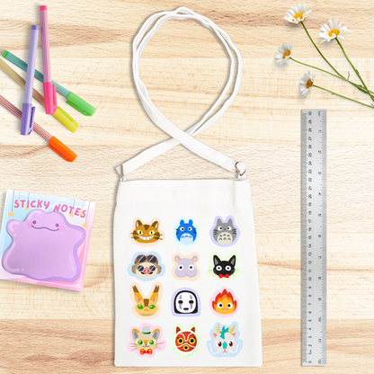 Ghibli Canvas Satchel with Snap Button - WHITE