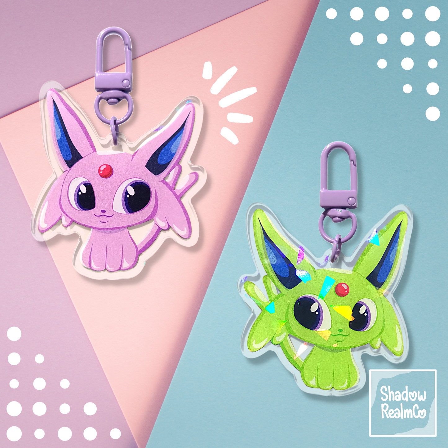 Espeon Double Sided Holographic Keychain