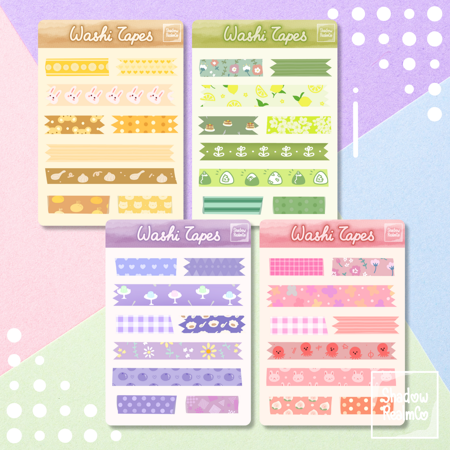 Purple Washi Tapes | A6 Matte Sticker Sheet