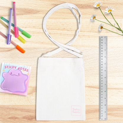 Pocket Mon Canvas Satchel with Snap Button - WHITE