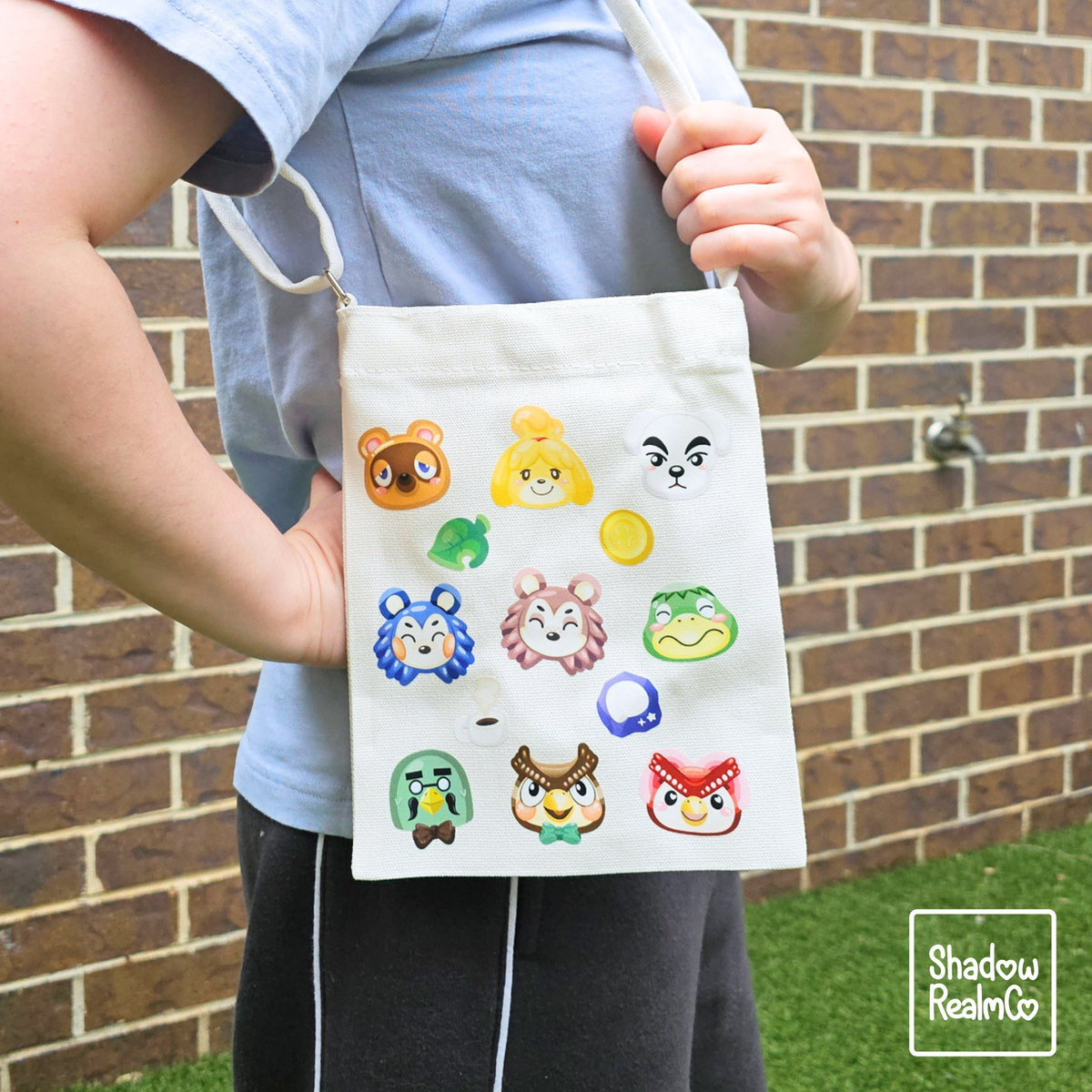 Animal Crossing Canvas Satchel with Snap Button - WHITE