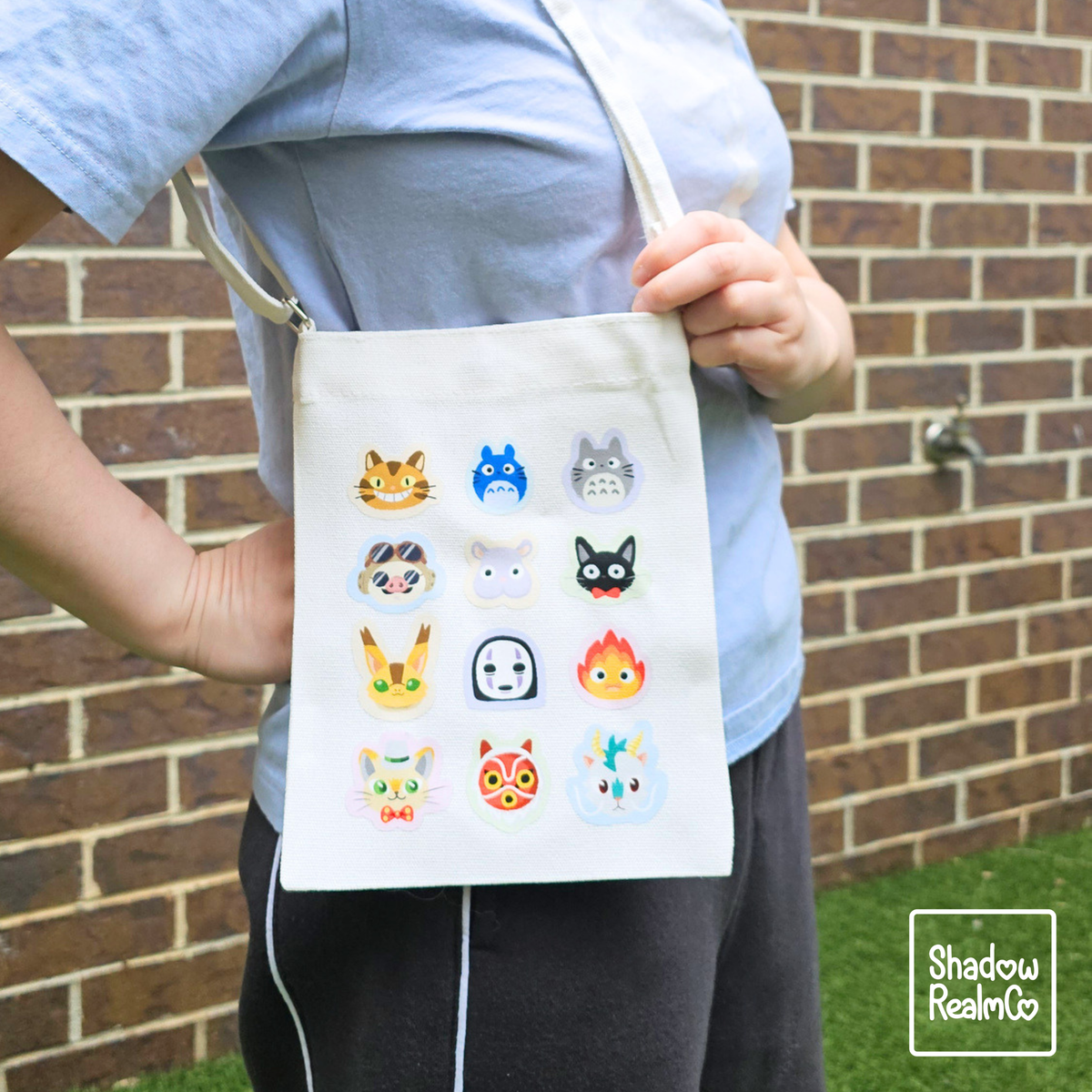 Ghibli Canvas Satchel with Snap Button - WHITE