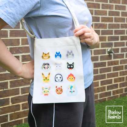 Ghibli Canvas Satchel with Snap Button - WHITE