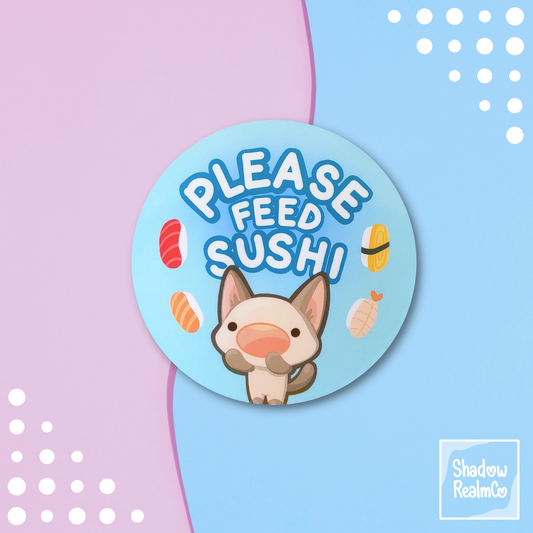 Please Feed Sushi Round Sticker