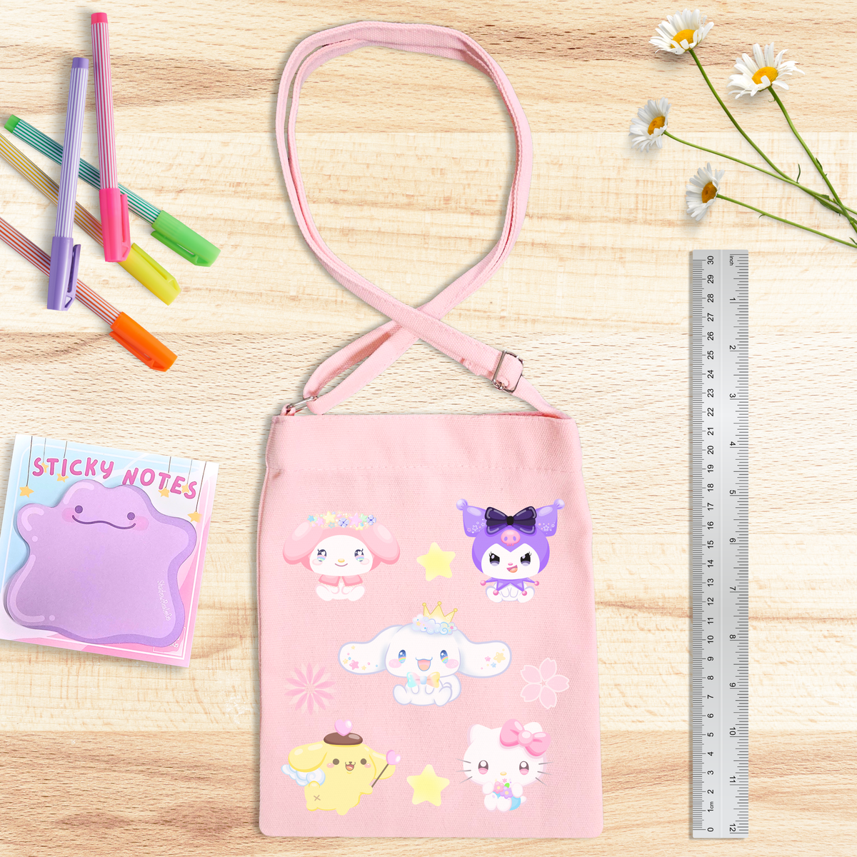 Sanrio Canvas Satchel with Snap Button - PINK