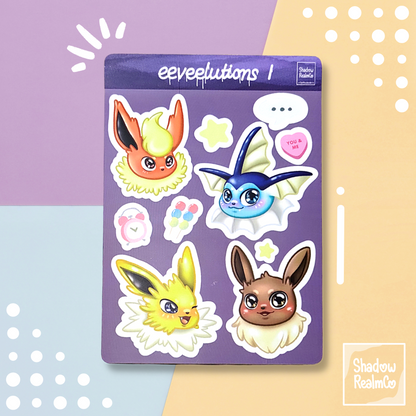 Eeveelutions I - A6 Matte Sticker Sheet