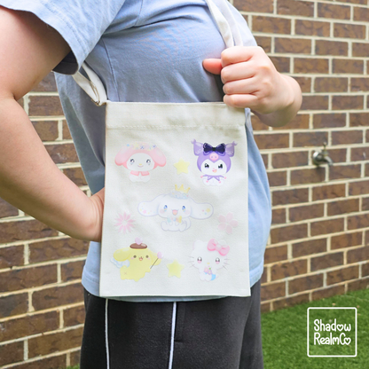 Sanrio Canvas Satchel with Snap Button - WHITE