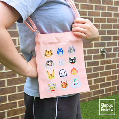 Ghibli Canvas Satchel with Snap Button - PINK