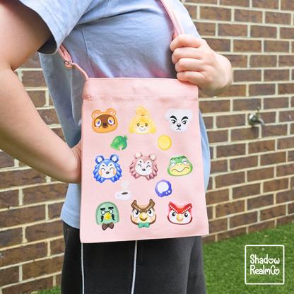 Animal Crossing Canvas Satchel with Snap Button - PINK
