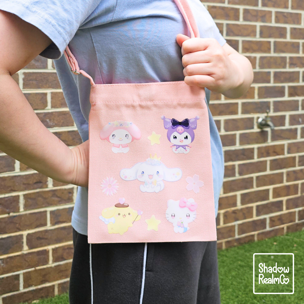 Sanrio Canvas Satchel with Snap Button - PINK