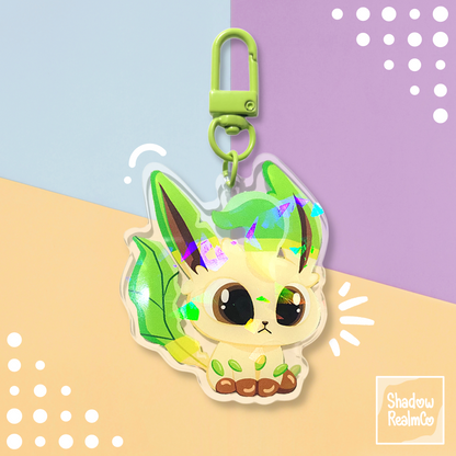 Leafeon Double Sided Holographic Keychain
