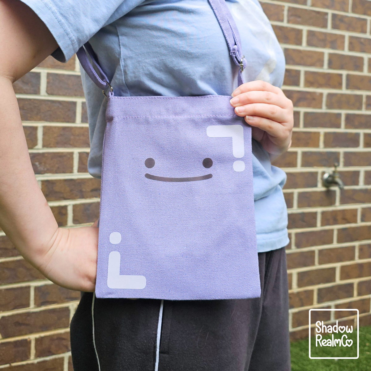 Ditto Smile Canvas Satchel with Snap Button - PURPLE
