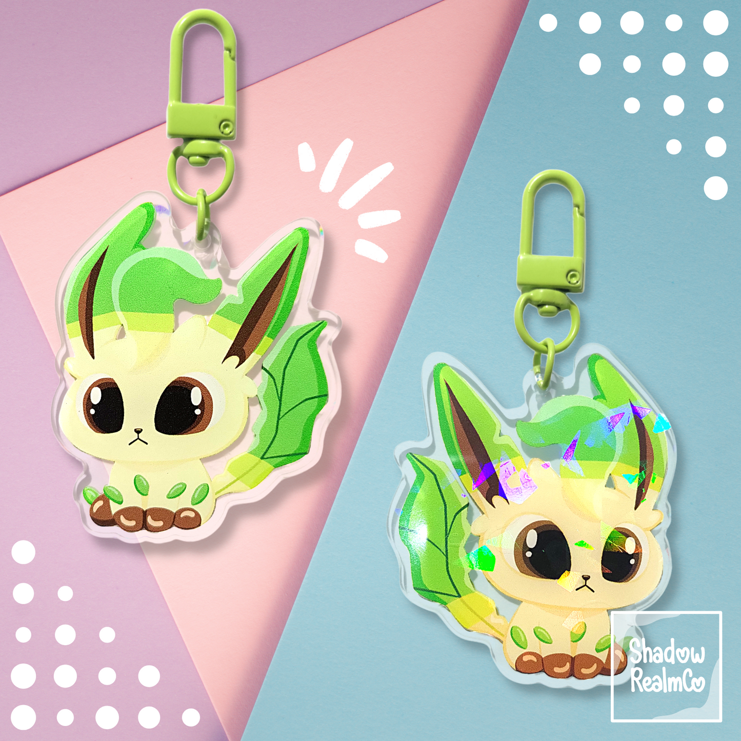 Leafeon Double Sided Holographic Keychain