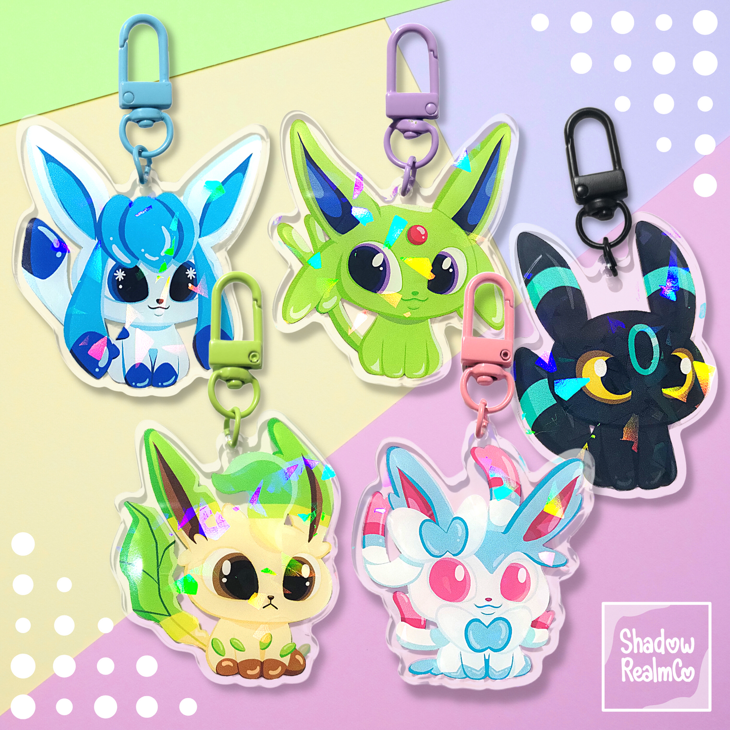 Leafeon Double Sided Holographic Keychain