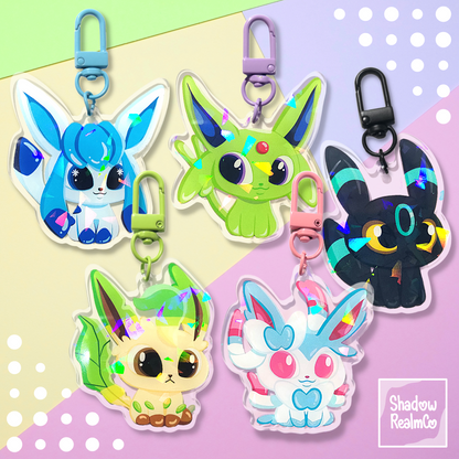Leafeon Double Sided Holographic Keychain