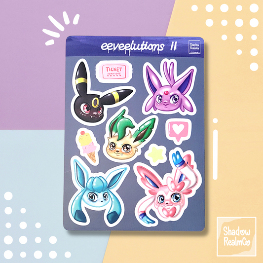 Eeveelutions II | A6 Matte Sticker Sheet