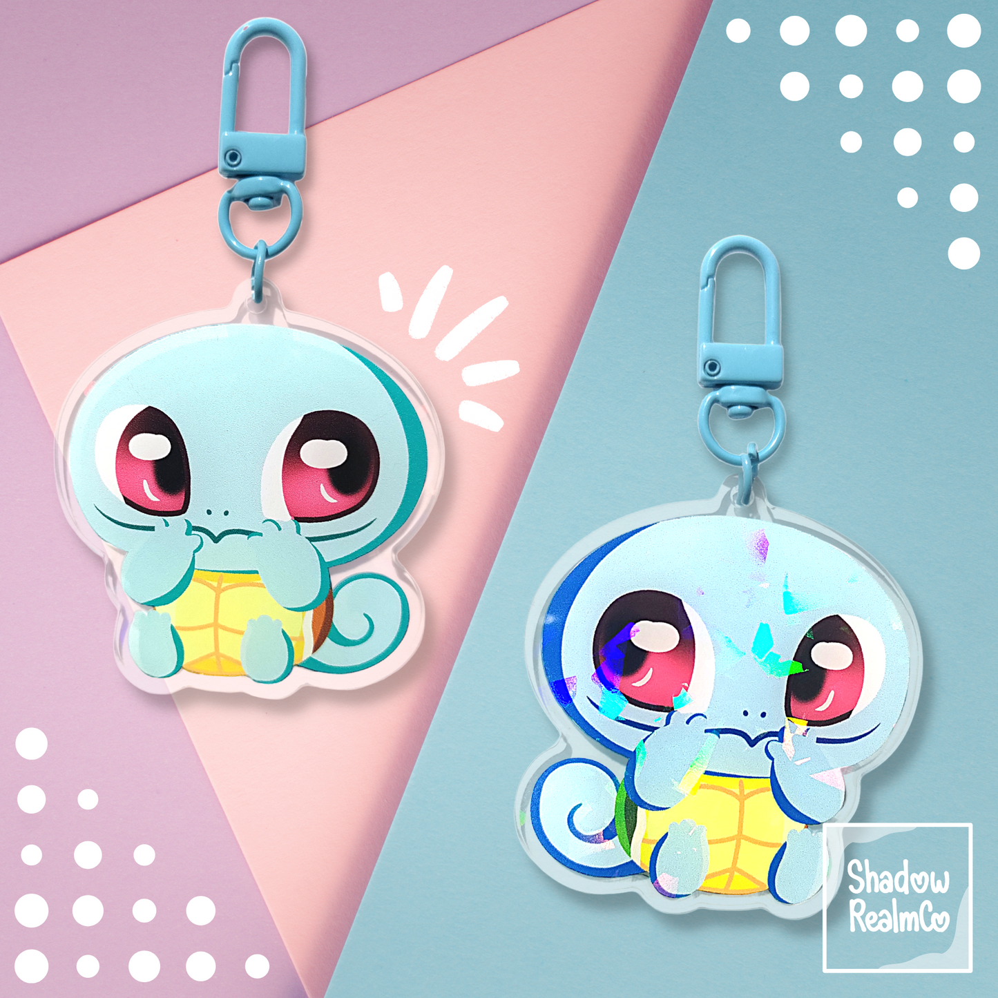 Squirtle Double Sided Holographic Keychain