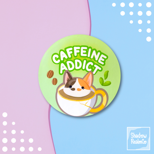 Caffeine Addict Round Sticker