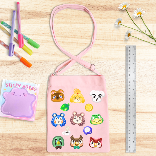 Animal Crossing Canvas Satchel with Snap Button - PINK