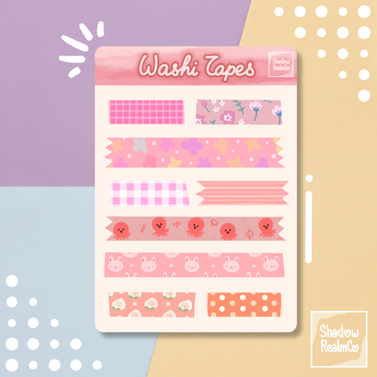 Pink Washi Tapes | A6 Matte Sticker Sheet