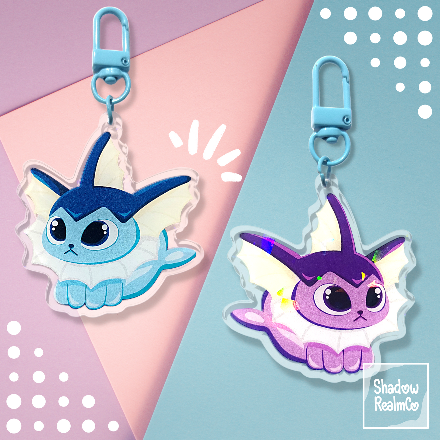 Vaporeon Double Sided Holographic Keychain