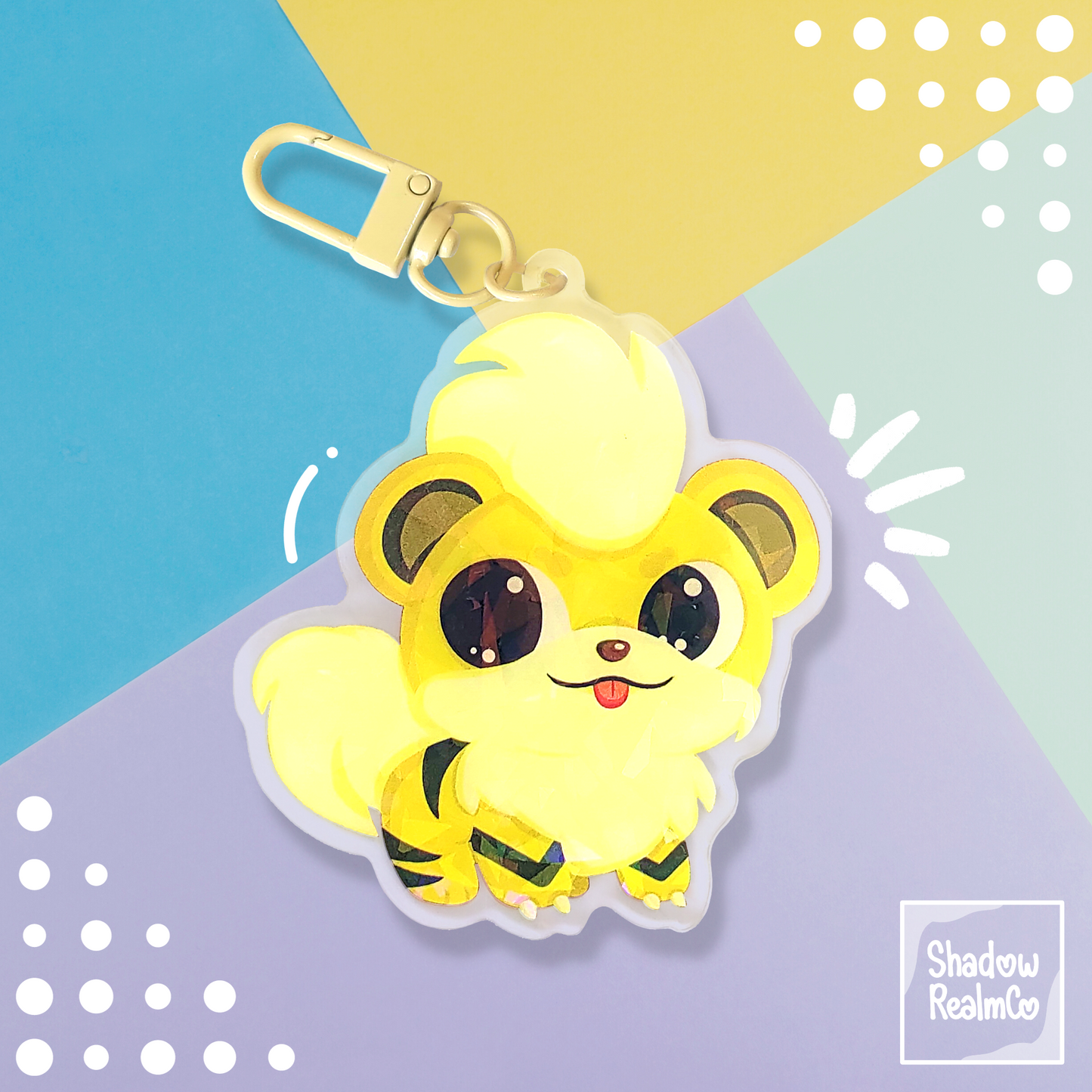 Growlithe Double Sided Holographic Keychain