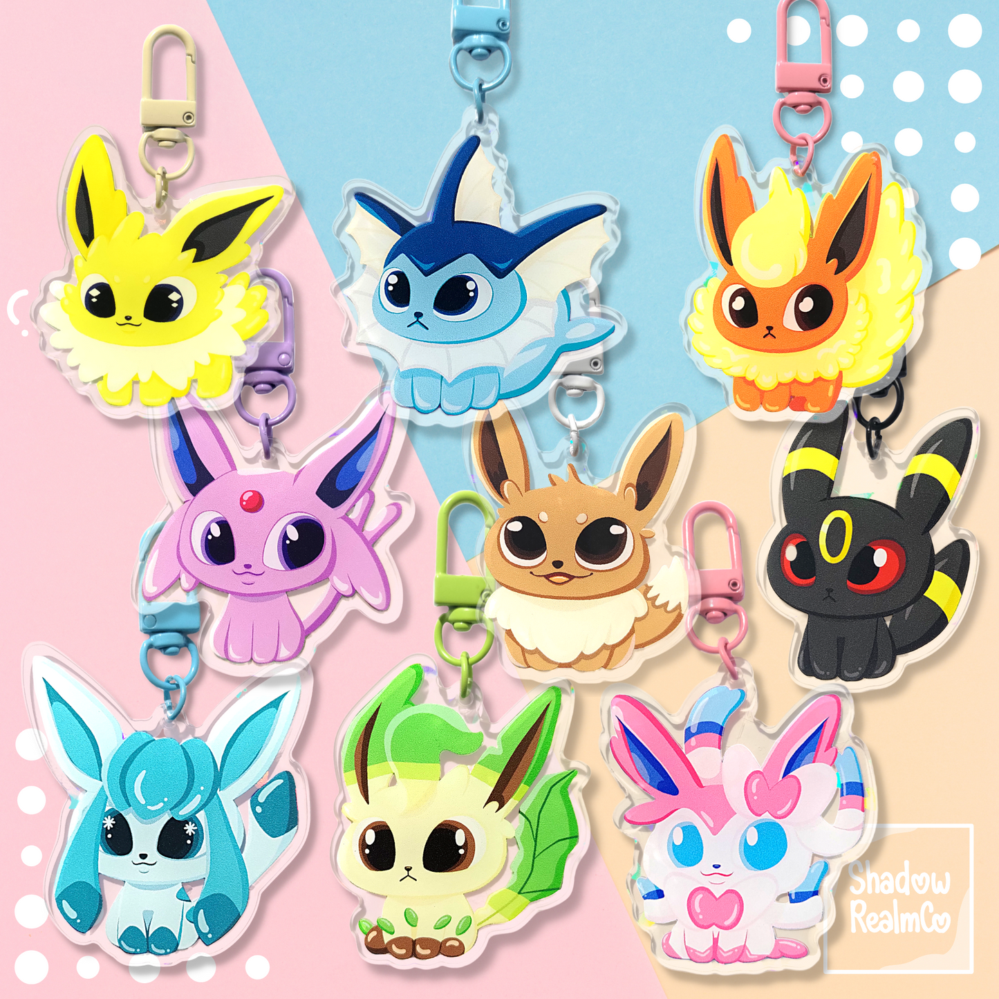 Leafeon Double Sided Holographic Keychain