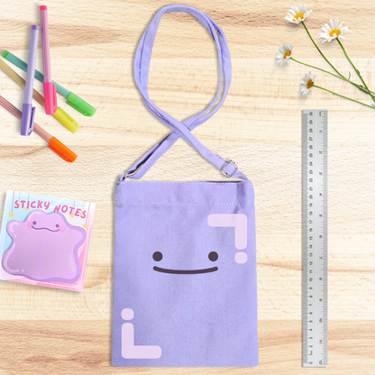Ditto Smile Canvas Satchel with Snap Button - PURPLE