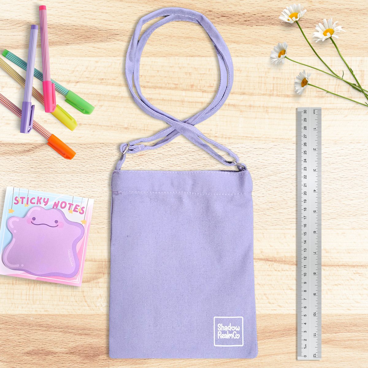 Ditto Smile Canvas Satchel with Snap Button - PURPLE
