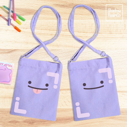 Ditto Smile Canvas Satchel with Snap Button - PURPLE