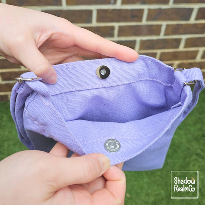 Ditto Smile Canvas Satchel with Snap Button - PURPLE