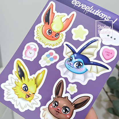 Eeveelutions I - A6 Matte Sticker Sheet